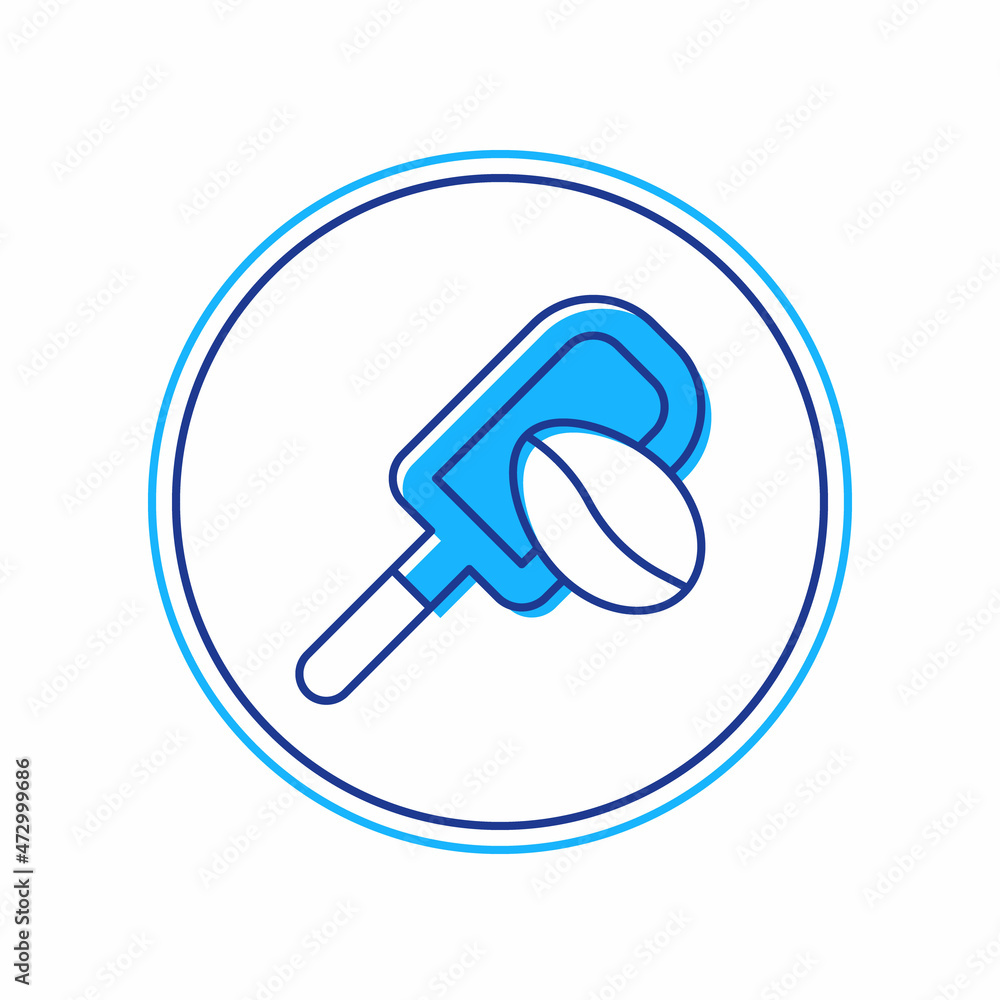 Filled outline Spatula with coffee grain icon isolated on white background. Coffee beans. Vector Filled outline Spatula with coffee grain icon isolated on white background. Coffee beans. Vector