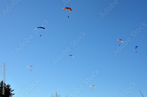 Paraglider on the Gaisberg near Salzburg, Austria, Europe