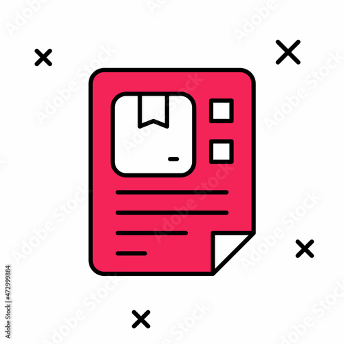Filled outline Waybill icon isolated on white background. Vector