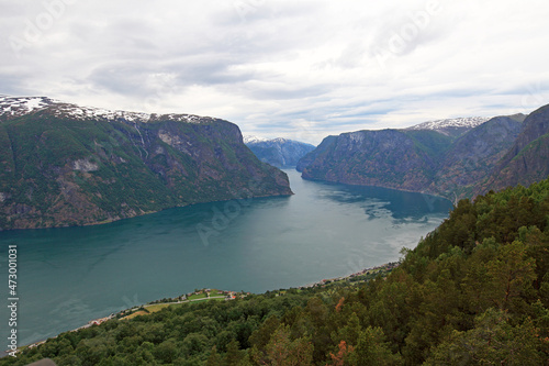 view of the Aurlandsfjord, a branch off of the Sognefjord, Norway