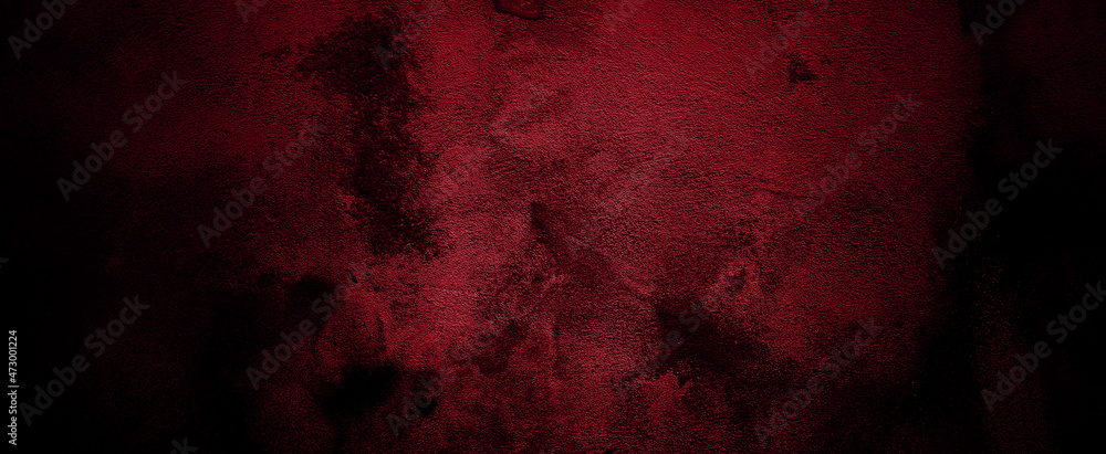 Scary red wall, dirty dark concrete cement texture for background.
