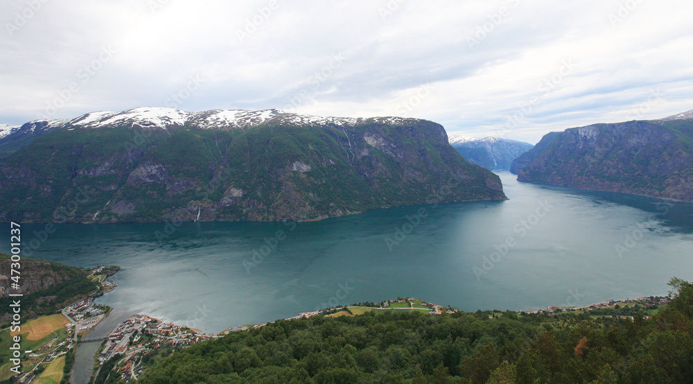 view of  the Aurlandsfjord, a branch off of the Sognefjord, Norway