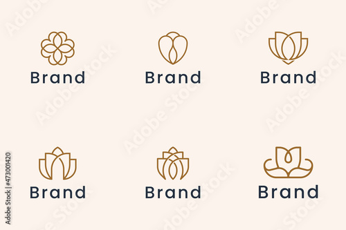 set of line minimalist flower logo design.
