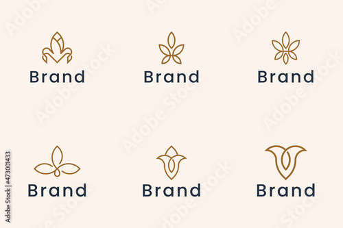 set of line minimalist flower logo design.
