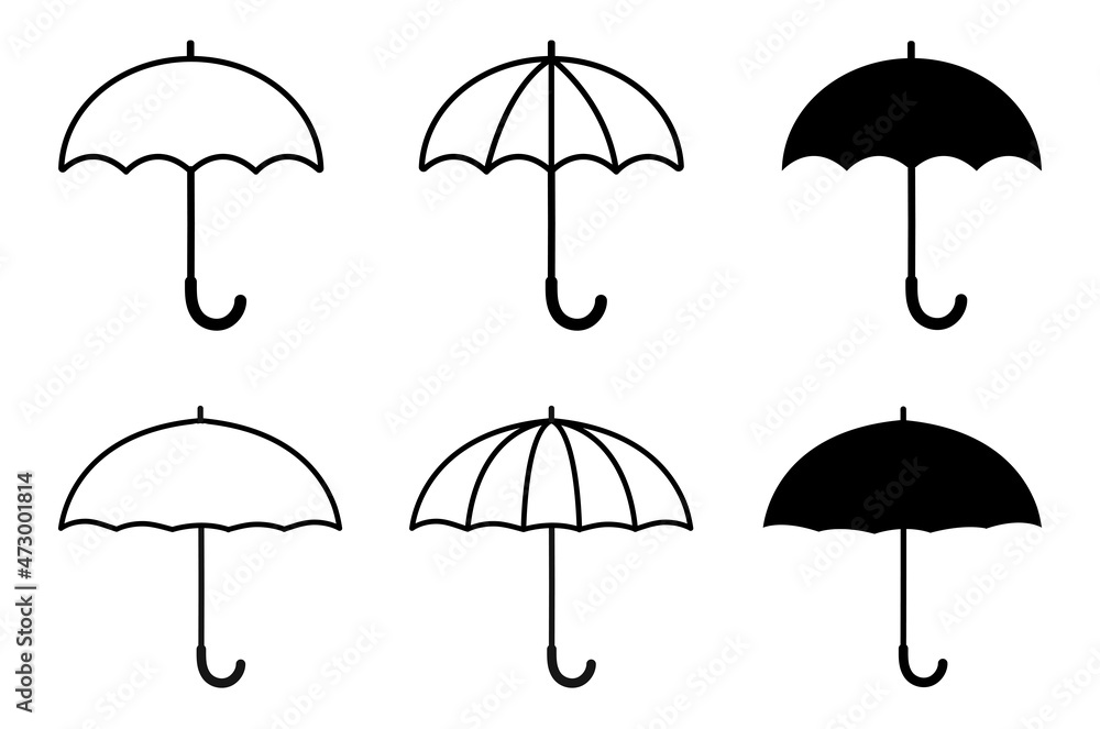 Umbrella simple icon set. umbrella and drops icon. Stock Vector illustration. 