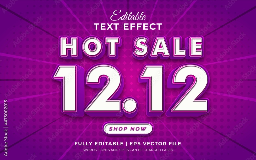 Editable text effect-12.12 hot sale banner text effect