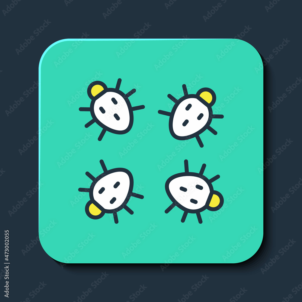 Naklejka premium Filled outline Colorado beetle icon isolated on blue background. Turquoise square button. Vector