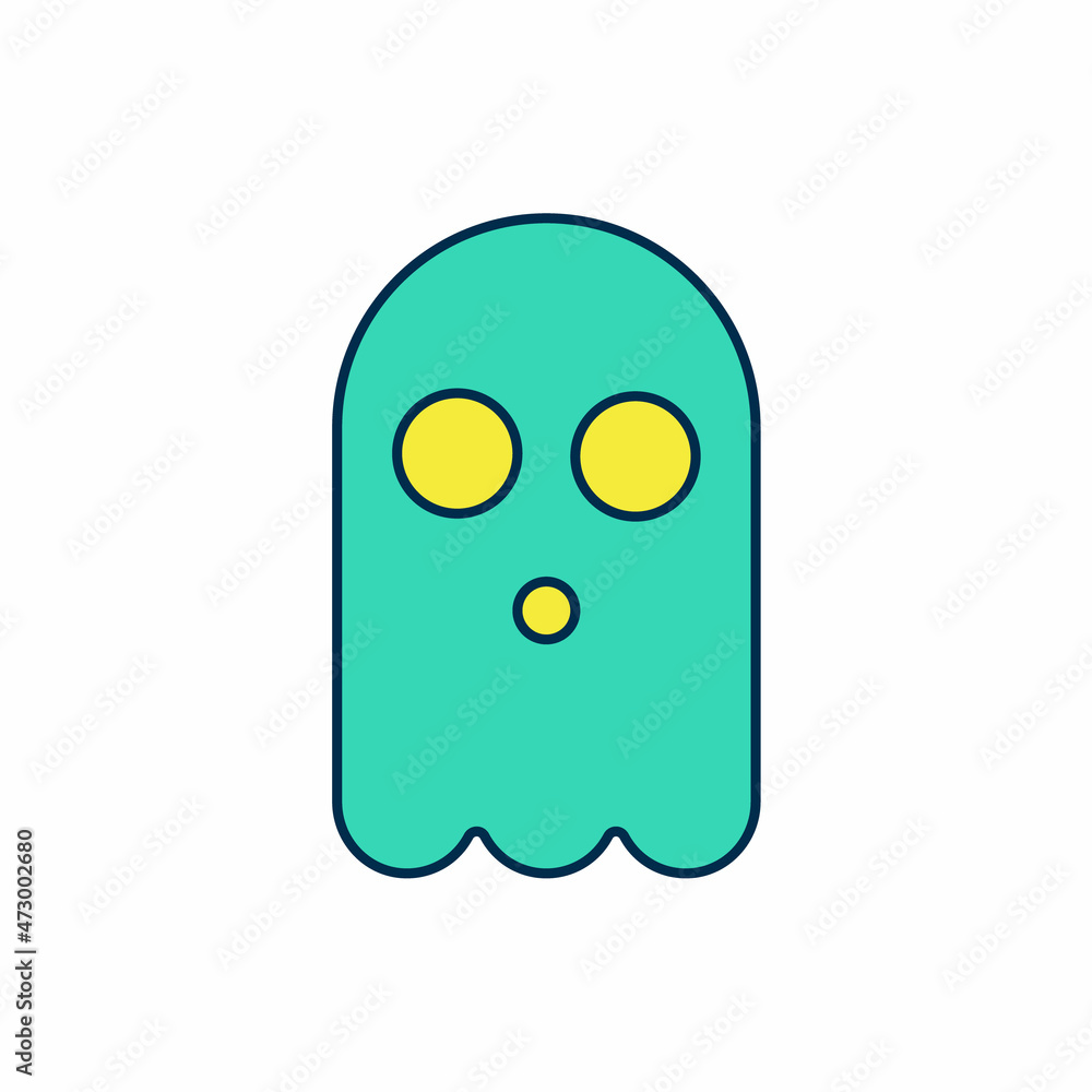 Fototapeta premium Filled outline Ghost icon isolated on white background. Happy Halloween party. Vector