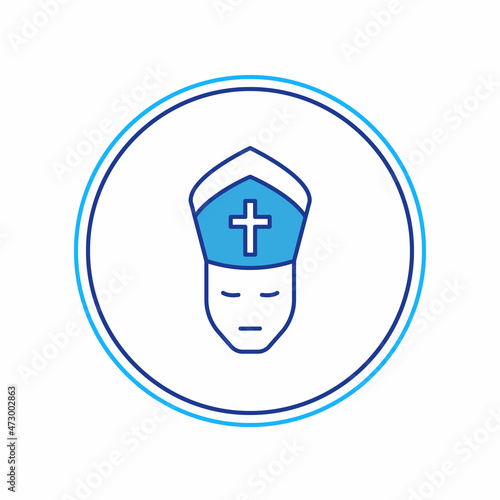 Filled outline Pope icon isolated on white background. Pope hat. Holy father. Vector