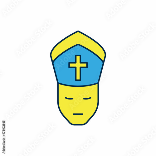 Filled outline Pope icon isolated on white background. Pope hat. Holy father. Vector