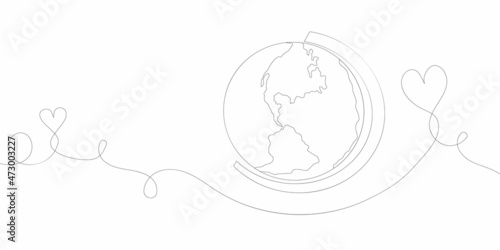 International Earth Day. Environmental and social problems. Vector illustration in the style of line art isolated on a white background. Banner