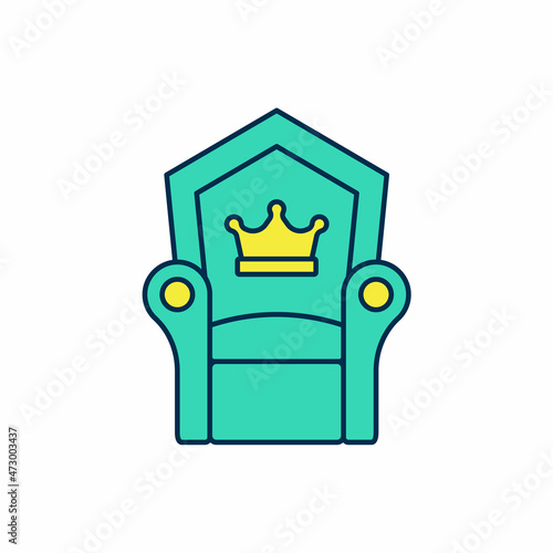 Filled outline Medieval throne icon isolated on white background. Vector