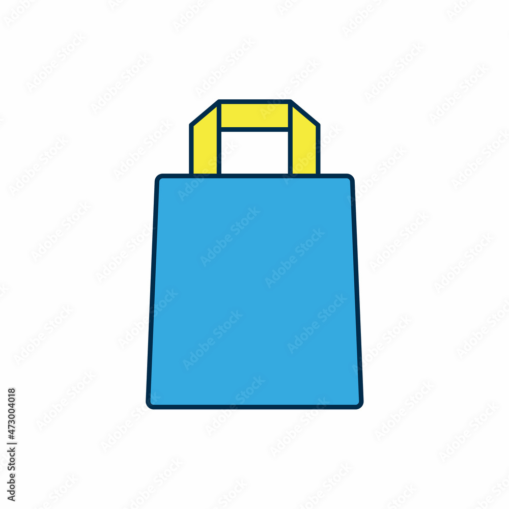 Filled outline Paper shopping bag icon isolated on white background. Package sign. Vector Filled outline Paper shopping bag icon isolated on white background. Package sign. Vector