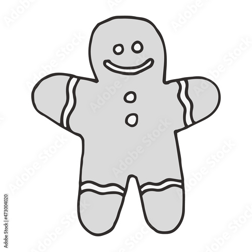 New year hand-drawn black and white cookie man element illustration
