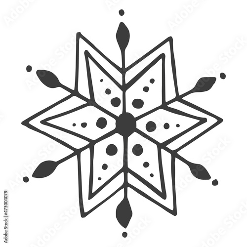 New year hand-drawn black and white snowflake element illustration
