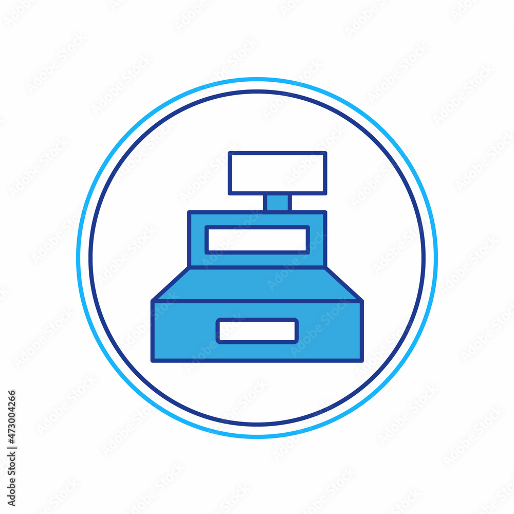 Filled outline Cash register machine with a check icon isolated on white background. Cashier sign. Cashbox symbol. Vector Filled outline Cash register machine with a check icon isolated on white background. Cashier sign. Cashbox symbol. Vector