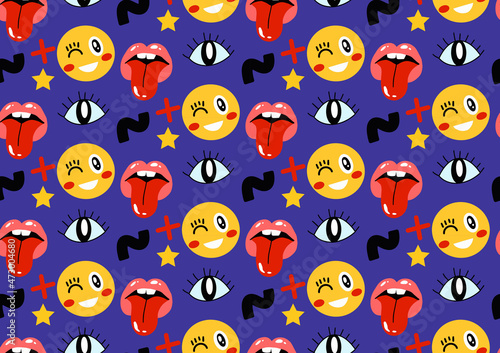 Wallpaper Mural Abstract shapes, funny comic doodles seamless pattern. Trendy modern endless texture, background, wallpaper. Vector illustration Torontodigital.ca