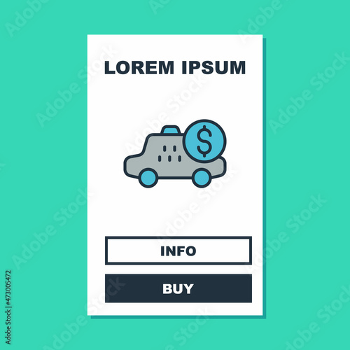 Filled outline Taximeter device icon isolated on turquoise background. Measurement appliance for passenger fare in taxi car. Vector