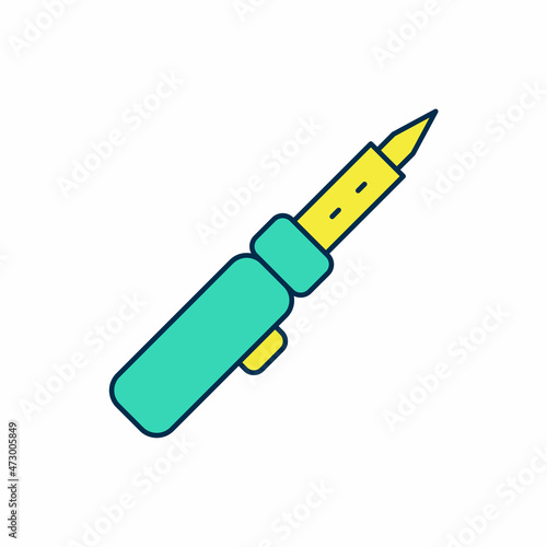 Filled outline Soldering iron icon isolated on white background. Vector