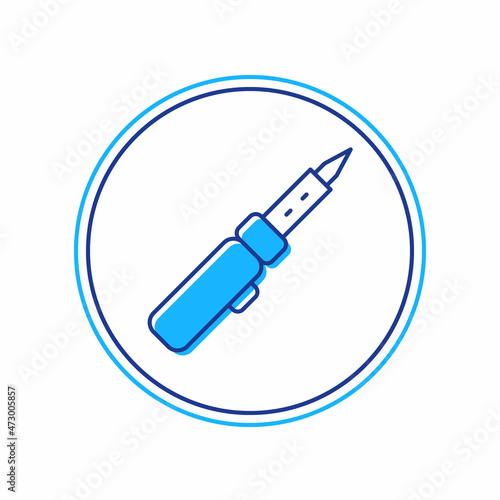 Filled outline Soldering iron icon isolated on white background. Vector