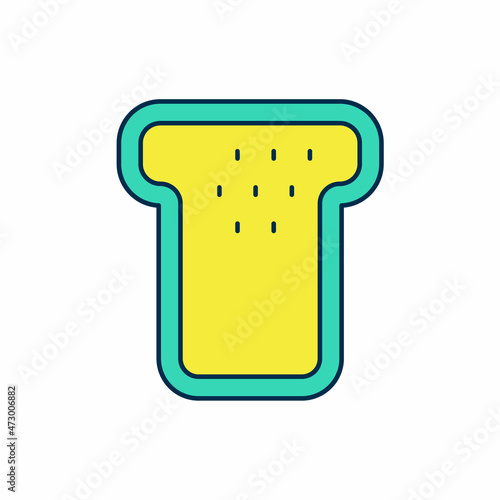 Filled outline Bread toast for sandwich piece of roasted crouton icon isolated on white background. Lunch, dinner, breakfast snack. Vector
