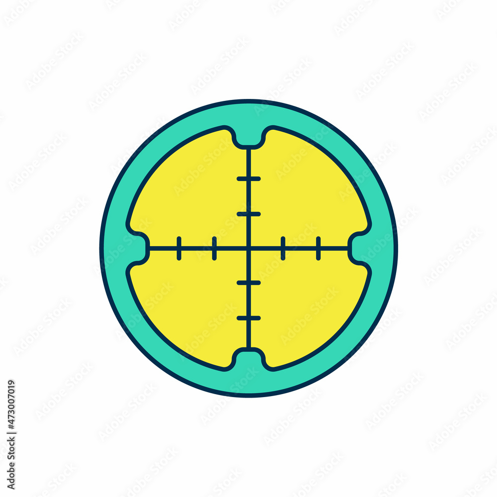 Filled outline Sniper optical sight icon isolated on white background. Sniper scope crosshairs. Vector Filled outline Sniper optical sight icon isolated on white background. Sniper scope crosshairs. Vector