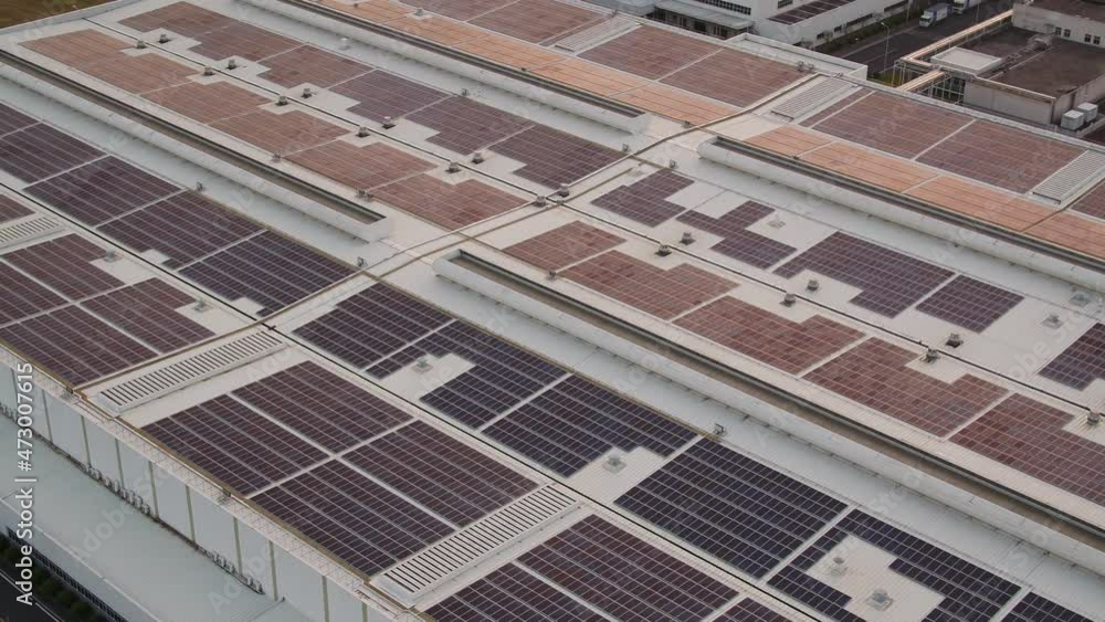 solar panels on factory rooftop