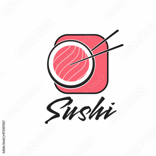 sushi logo design with chopsticks. logo vector template