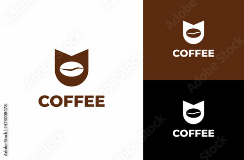vector cat coffee beans template vector icon illustration