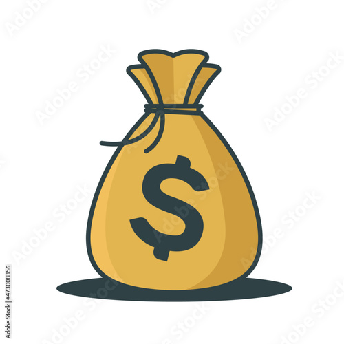 Money bag vector Minimal illustration Dollar Sign money sack coin flat Simple Logo Icon Symbol Clipart
