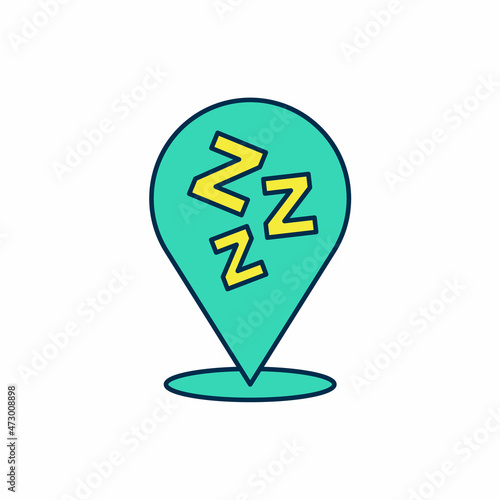 Filled outline Sleepy icon isolated on white background. Sleepy zzz talk bubble. Vector