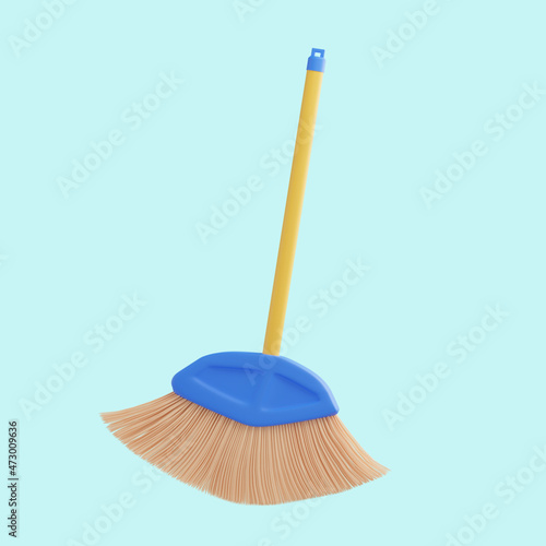broom 3d illustration