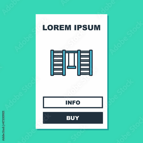 Filled outline Wooden Swedish wall icon isolated on turquoise background. Swedish stairs. Vector