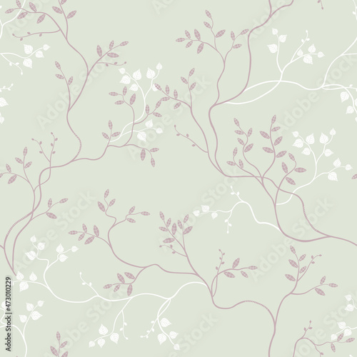 seamless pattern of branches and leaves