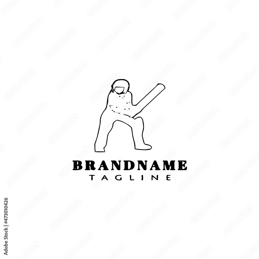 cricket player logo cartoon design icon black isolated vector illustration cricket player logo cartoon design icon black isolated vector illustration