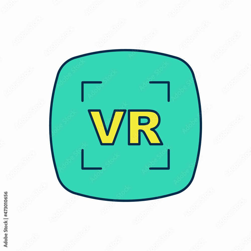 Filled outline Virtual reality icon isolated on white background. Futuristic VR head-up display design. Vector