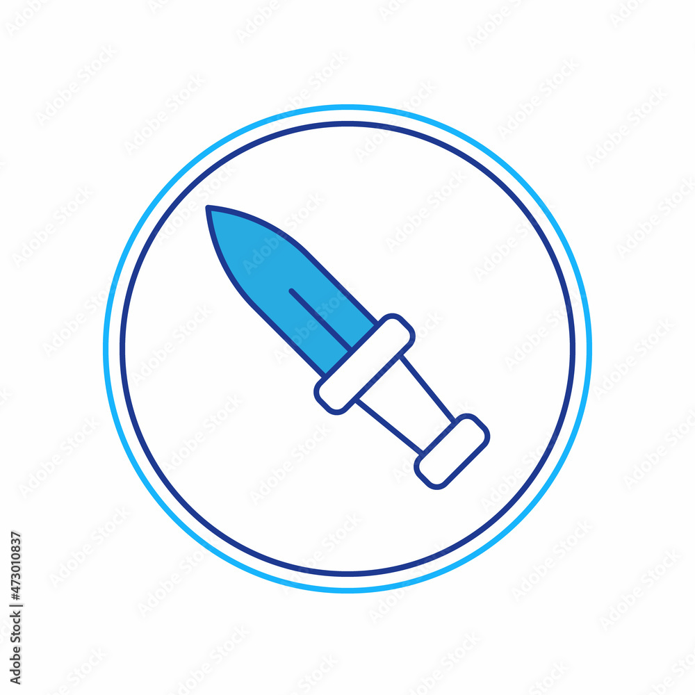 Filled outline Dagger icon isolated on white background. Knife icon. Sword with sharp blade. Vector Filled outline Dagger icon isolated on white background. Knife icon. Sword with sharp blade. Vector