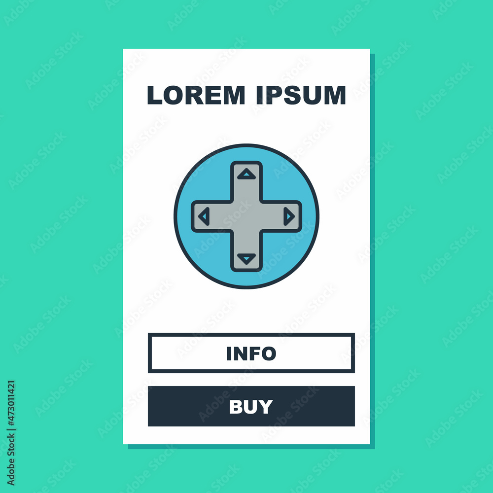 Obraz premium Filled outline Game controller or joystick for game console icon isolated on turquoise background. Vector