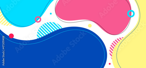 Abstract trendy organic shape composition amorphous forms and lines with circles geometric elements on white background