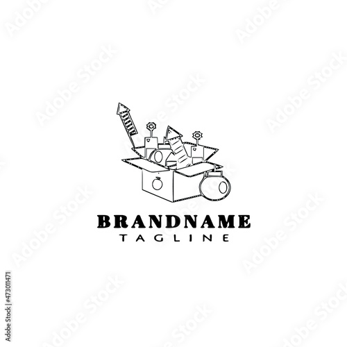 fire cracker logo cartoon icon design black isolated vector illustration