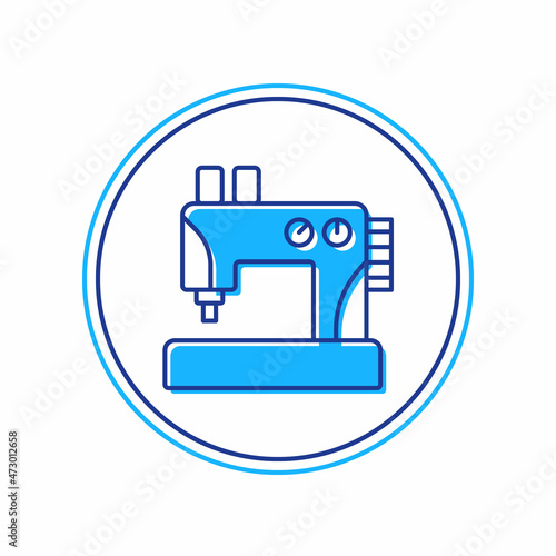 Filled outline Sewing machine icon isolated on white background. Vector