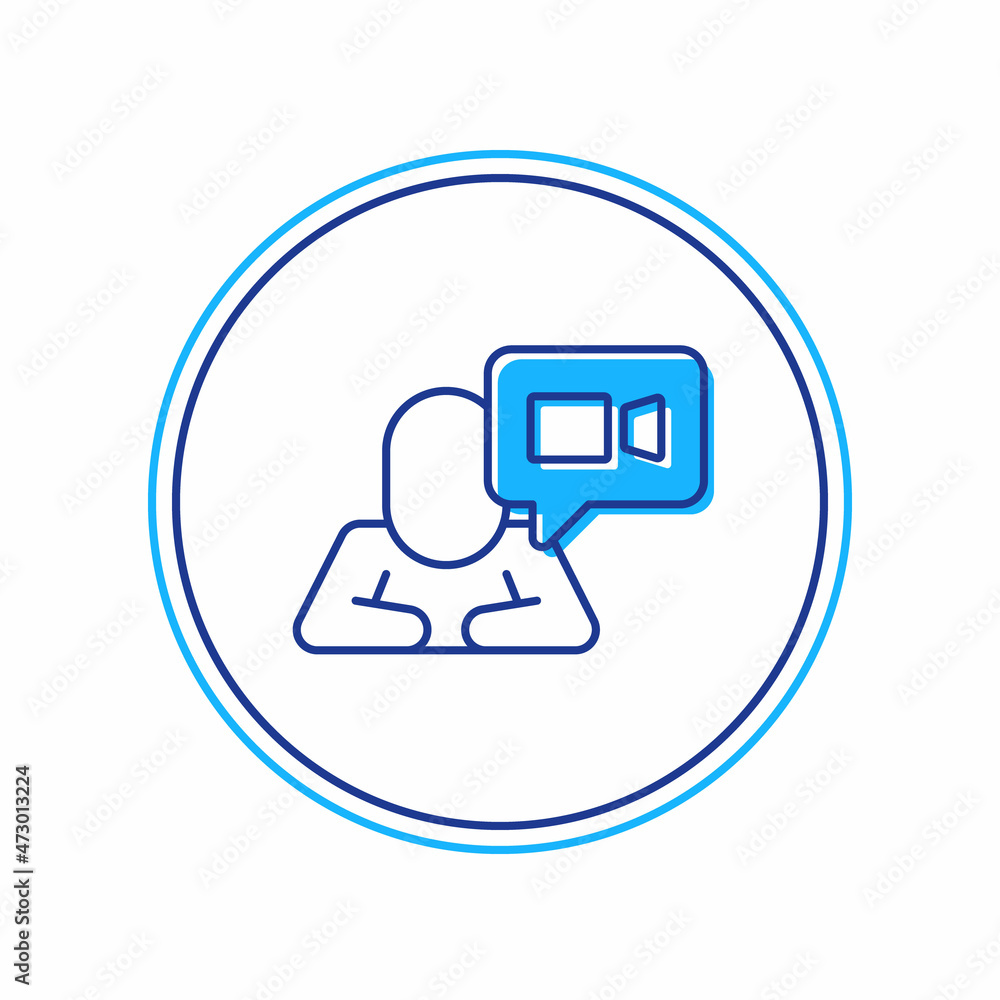 Filled outline Video chat conference icon isolated on white background. Online meeting work form home. Remote project management. Vector Filled outline Video chat conference icon isolated on white background. Online meeting work form home. Remote project management. Vector