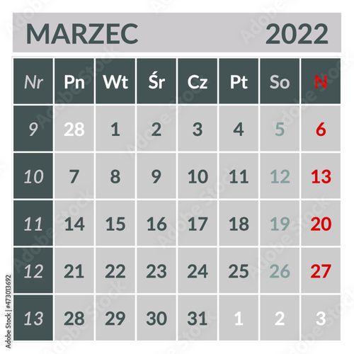 Kalendarium na rok 2022. Pliki gotowe do druku w CMYK. Możliwość edycji (zmiana kolorów, wstawianie fontów). Do wykorzystania np. na kalendarzu biurkowym typu "namiot".