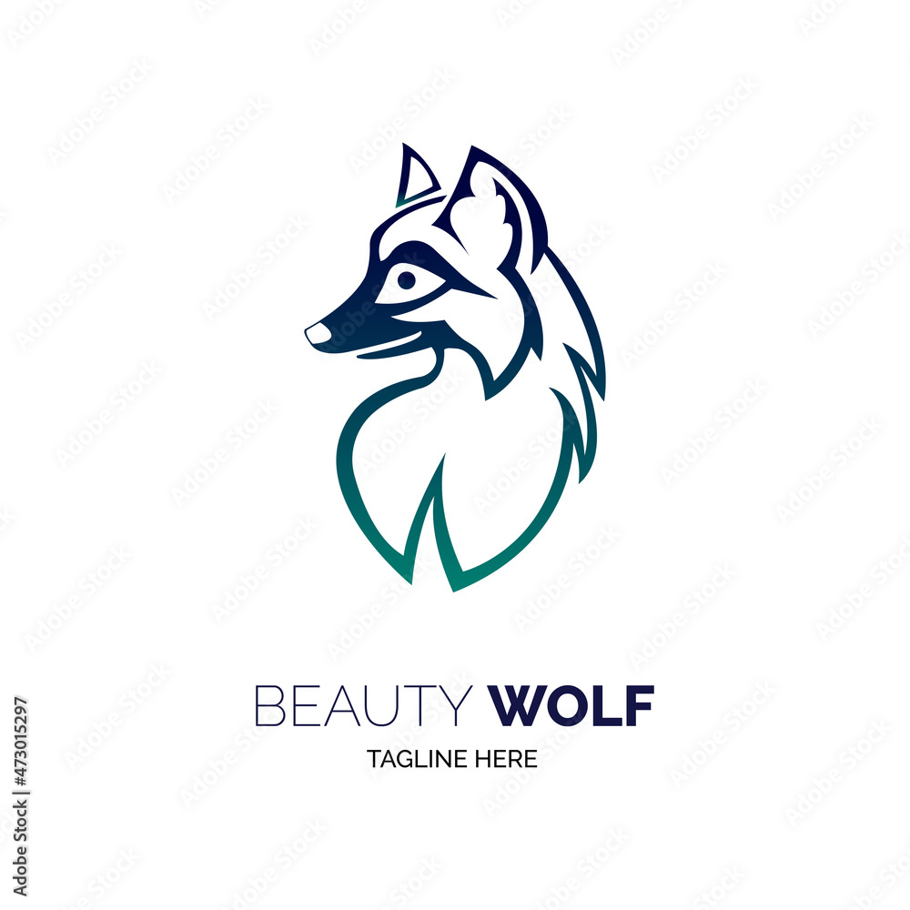 Obraz premium wolf beauty logo template design vector for brand or company and other