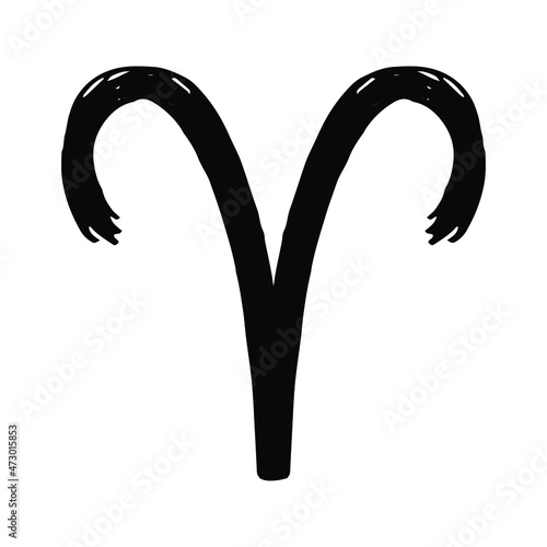 Vector grunge Aries zodiac sign. Astrology horoscope symbol on white background.