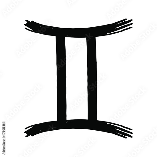 Vector grunge illustration of Gemini zodiac sign