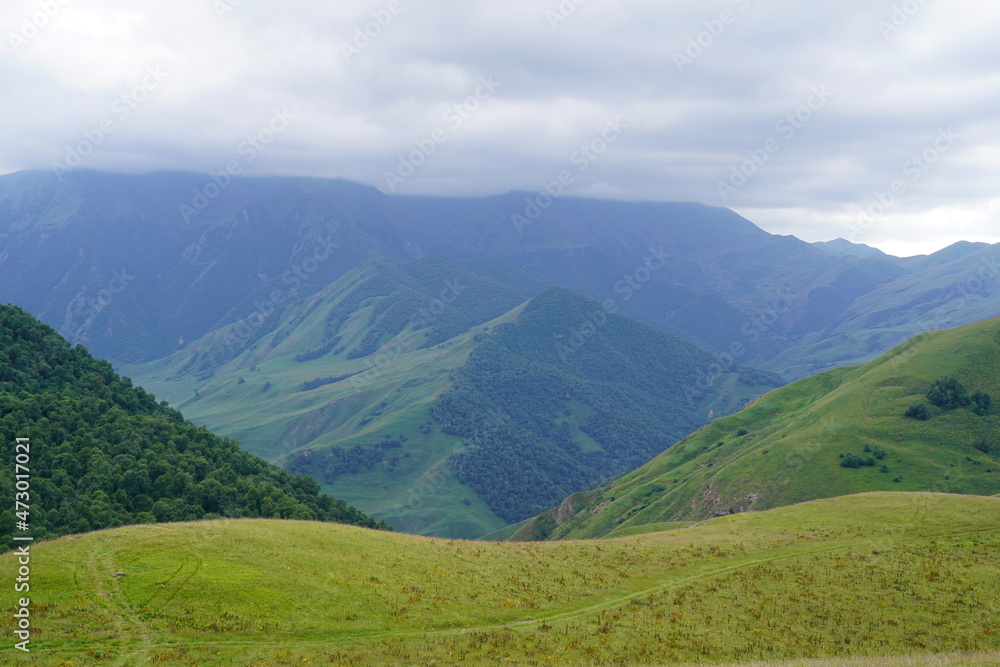 Fototapeta premium Landscape with sky and clouds. Rocks and hills