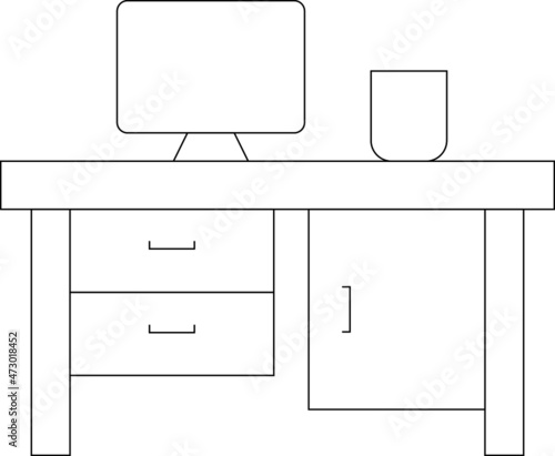 furniture icons computer table and household