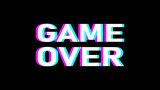 Game Over Screen Message Sign or Icon with Glitch Effect and an Aspect Ratio of 16:9. Vector Image.