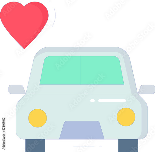 honeymoon icons car  and heart